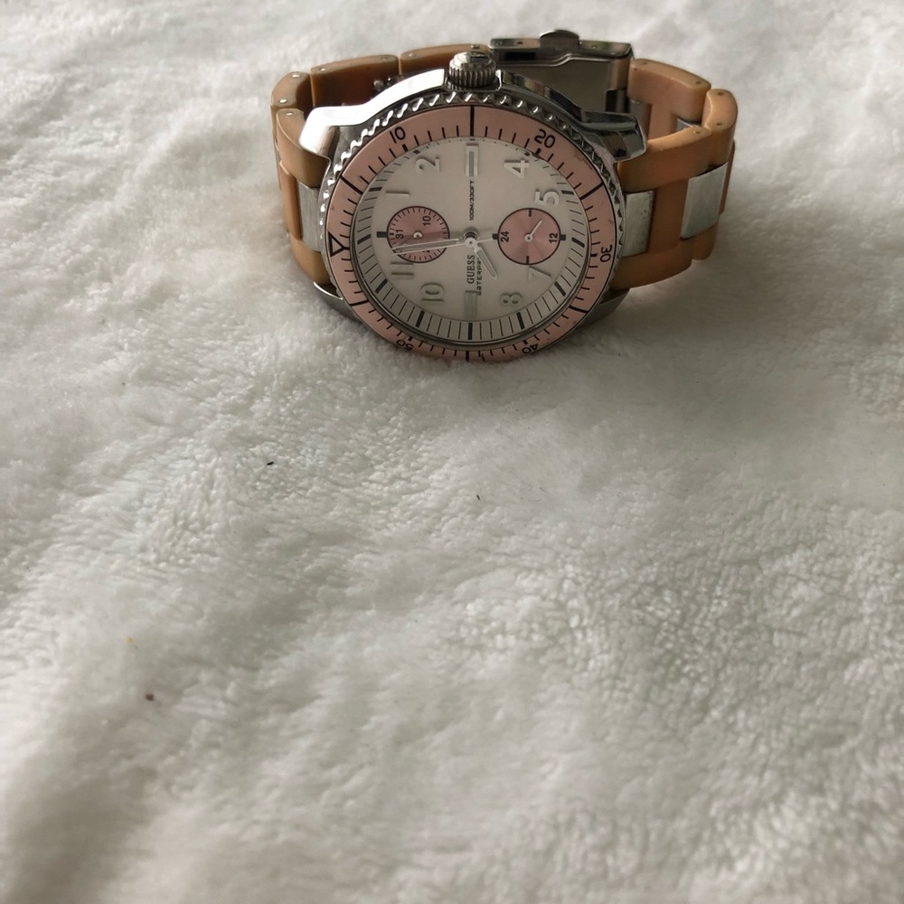 Pink Guess Jelly Watch. Watch Needs Batteries. View 6